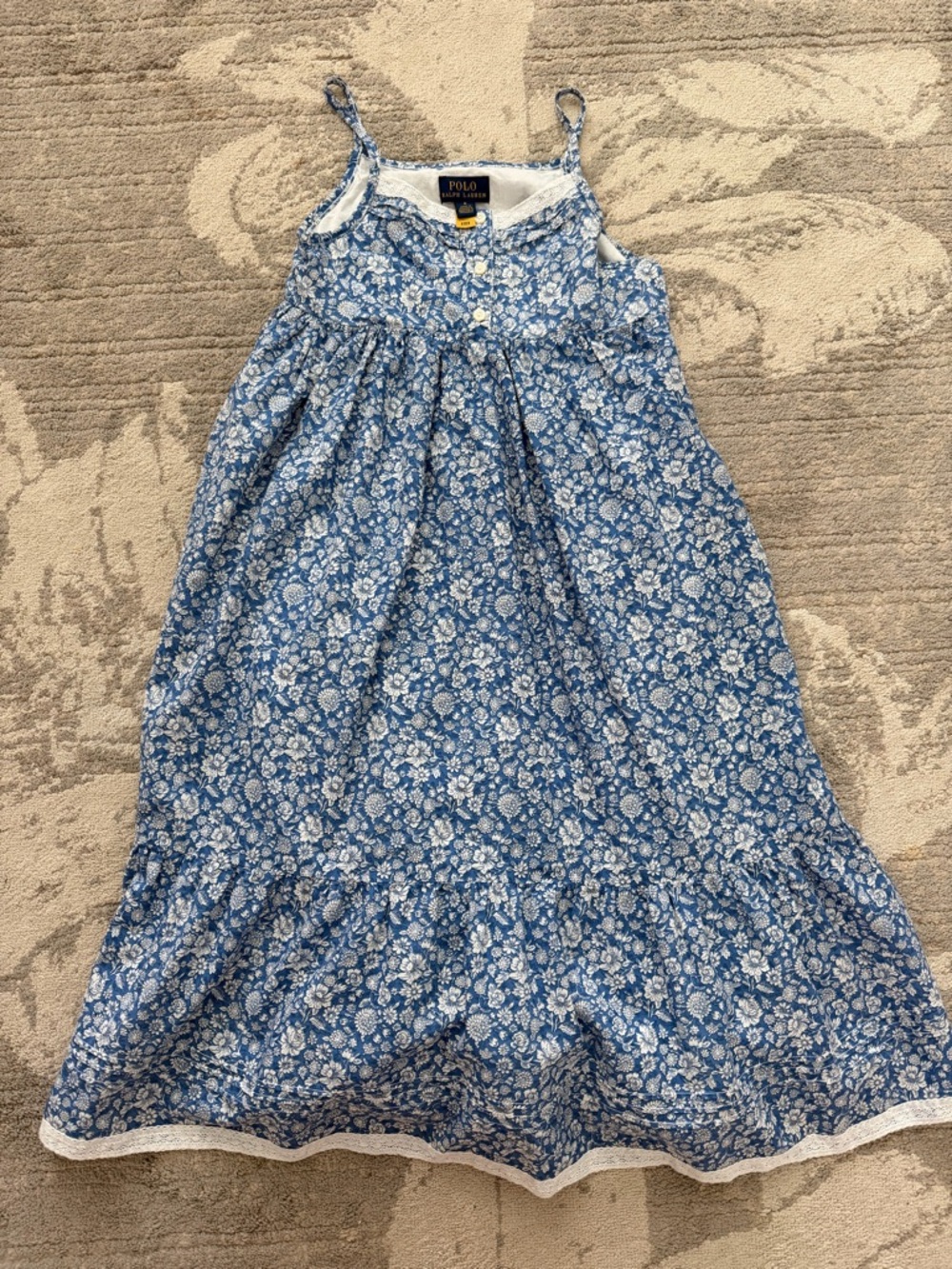 Polo by Ralph Lauren Blue and White Floral Camisole Dress
